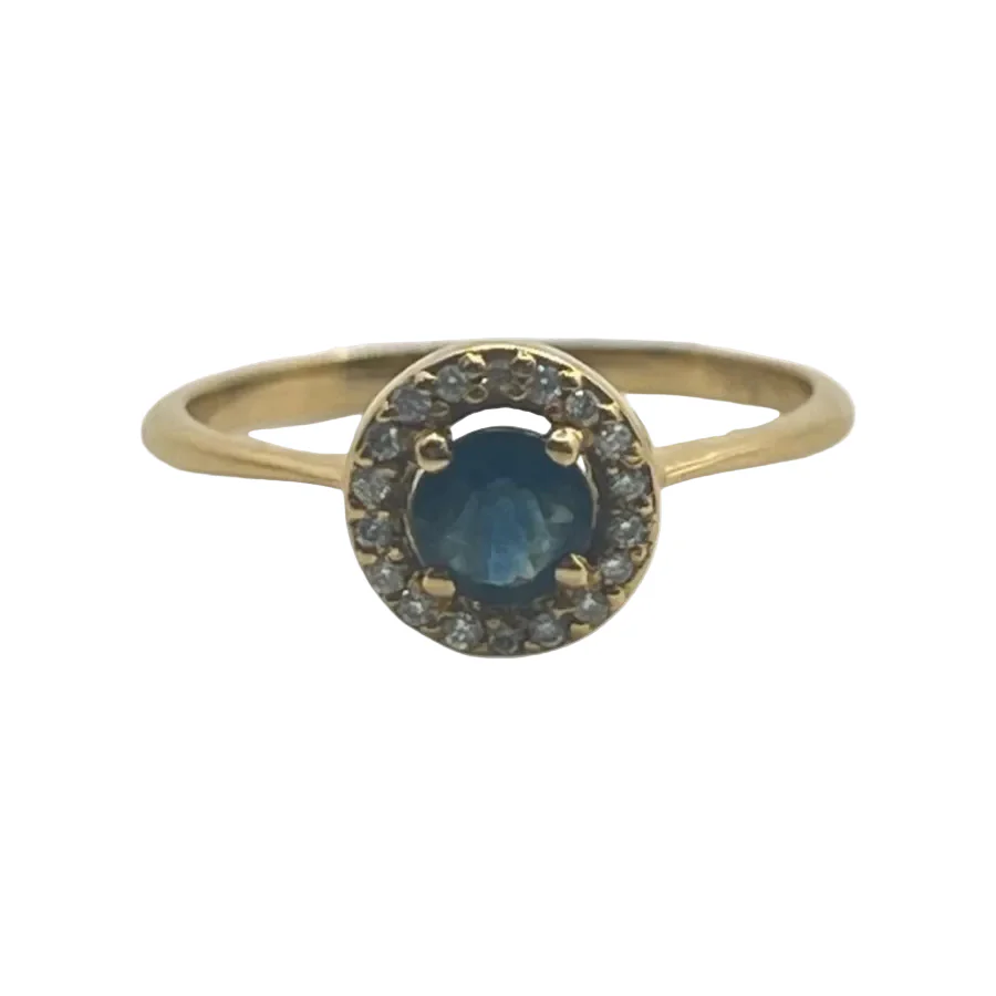 Bague en or jaune diamants et saphir
