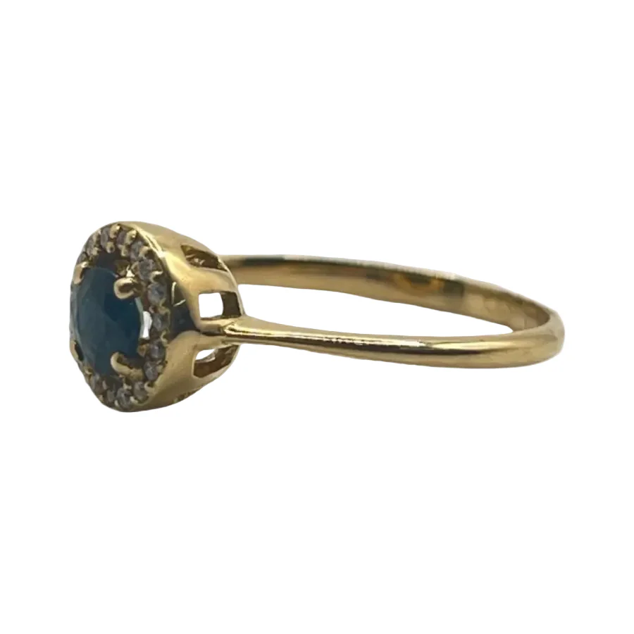Bague en or jaune diamants et saphir - Image 3