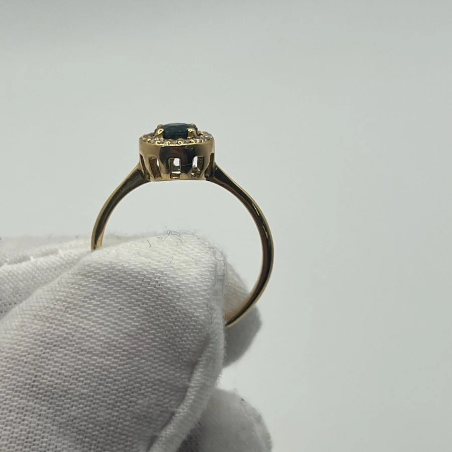 Bague en or jaune diamants et saphir - Image 5