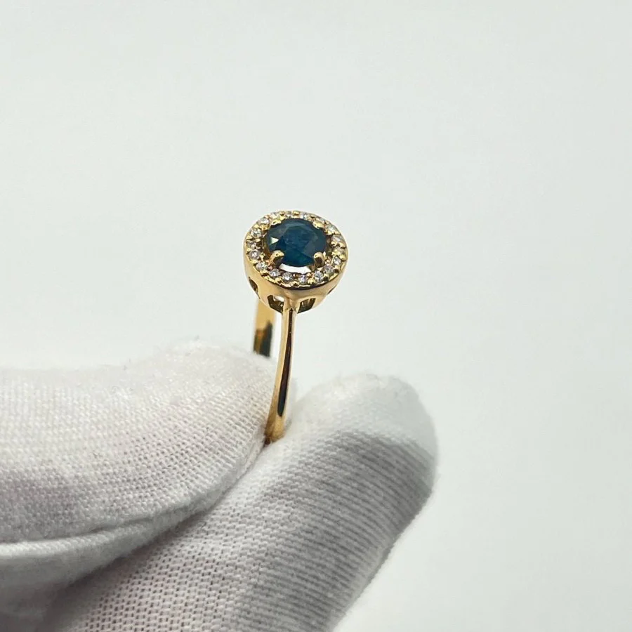 Bague en or jaune diamants et saphir - Image 6