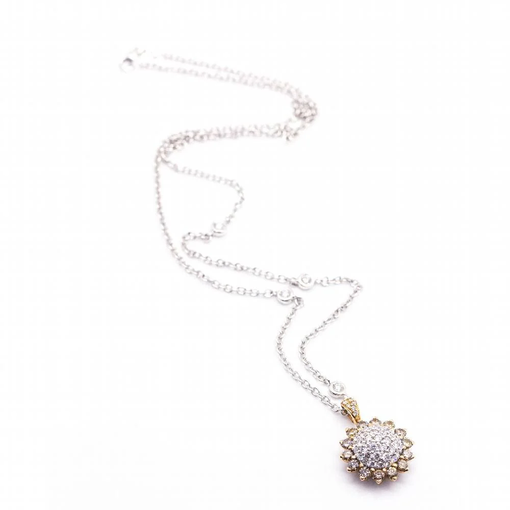 Collier SUNFLOWER en or rose et diamants. - Image 3