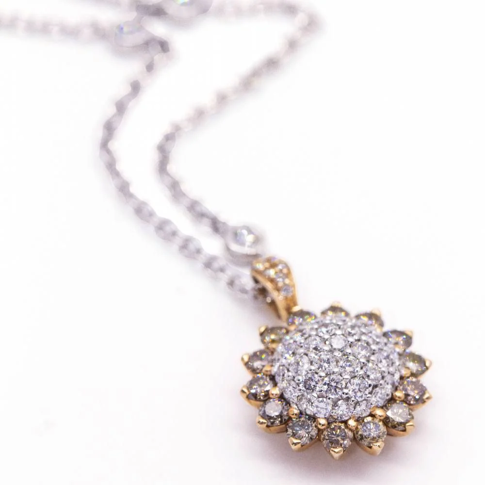 Collier SUNFLOWER en or rose et diamants. - Image 4
