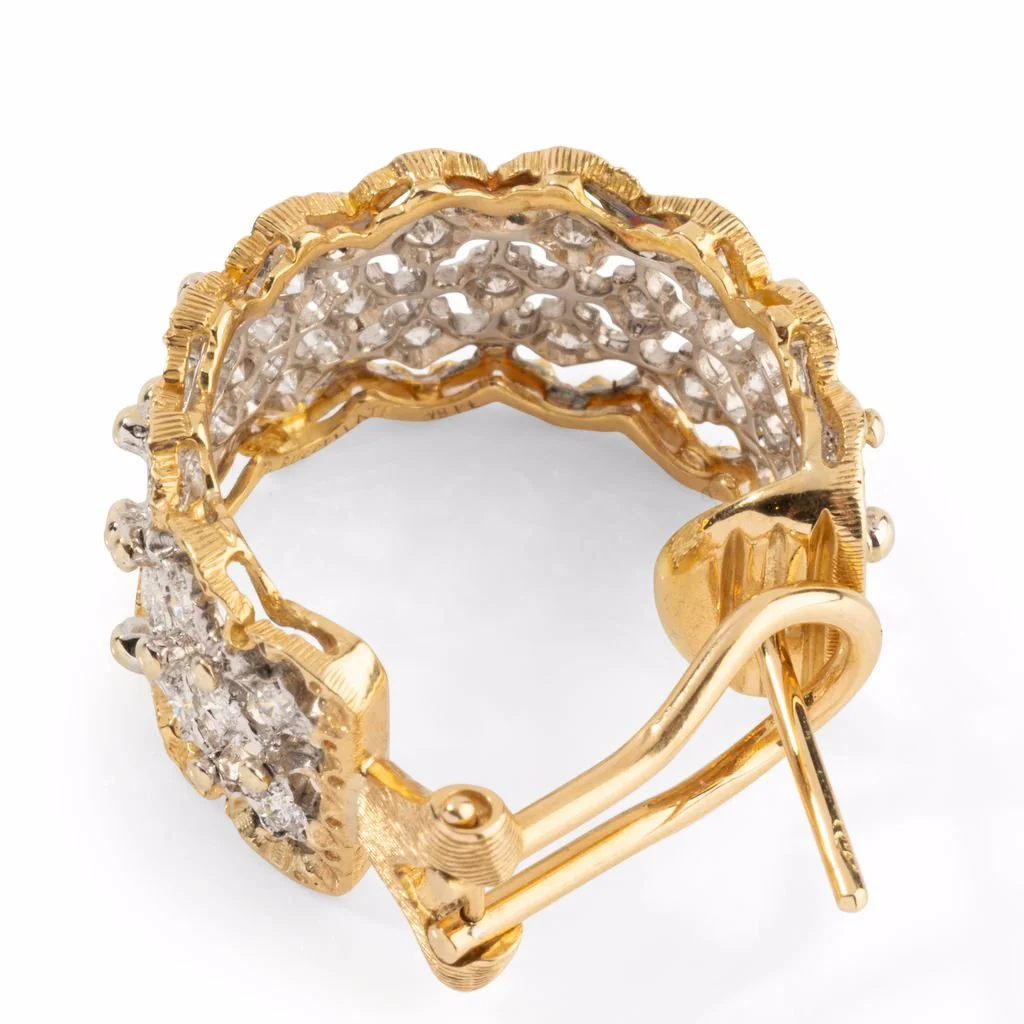Boucles d'oreilles BUCCELLATI "collection Trina rombi GM" en or jaune et or gris serties de diamants - Image 5