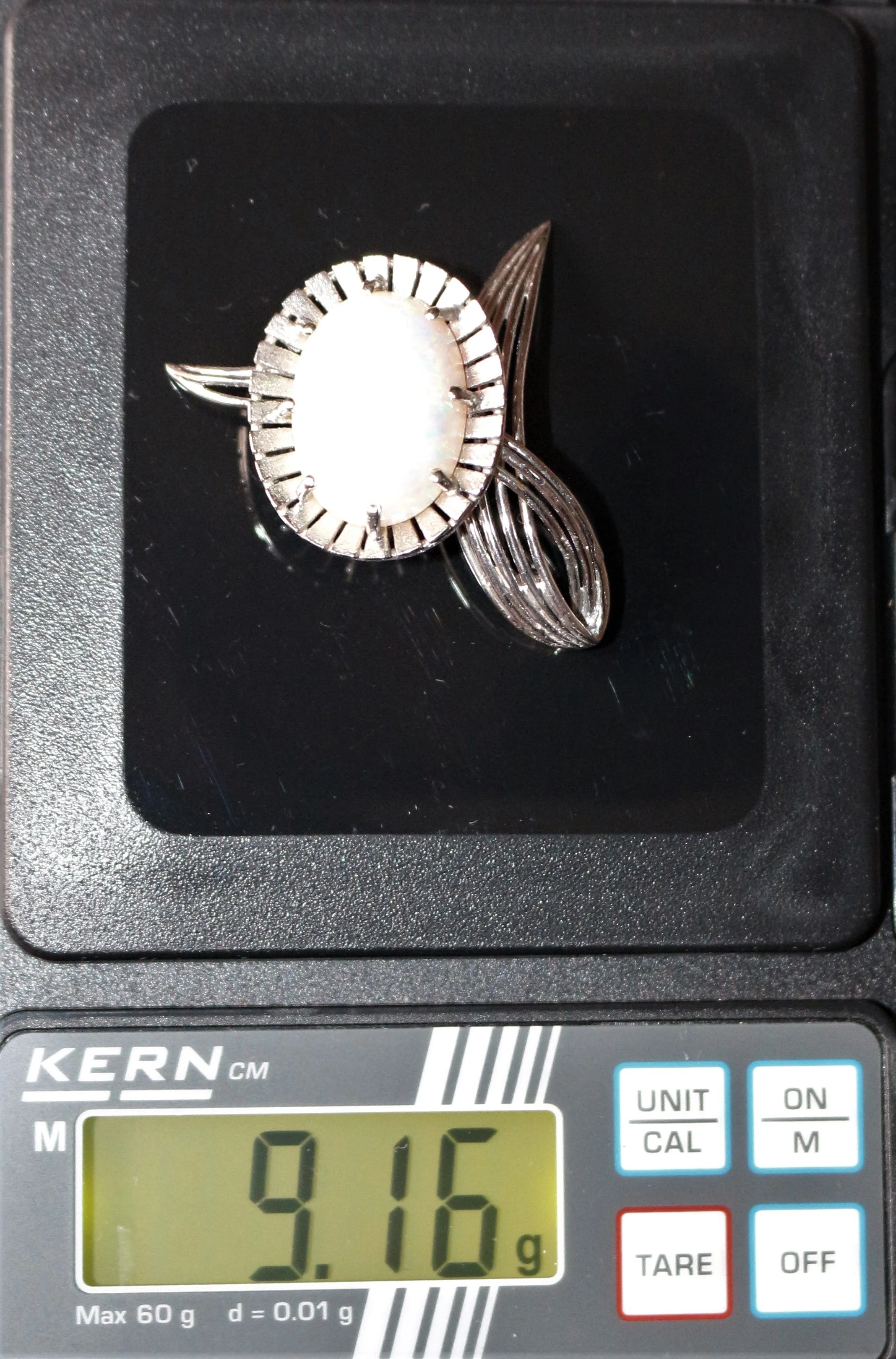 Broche Fleur Or Gris Et Opale blanche - Image 5