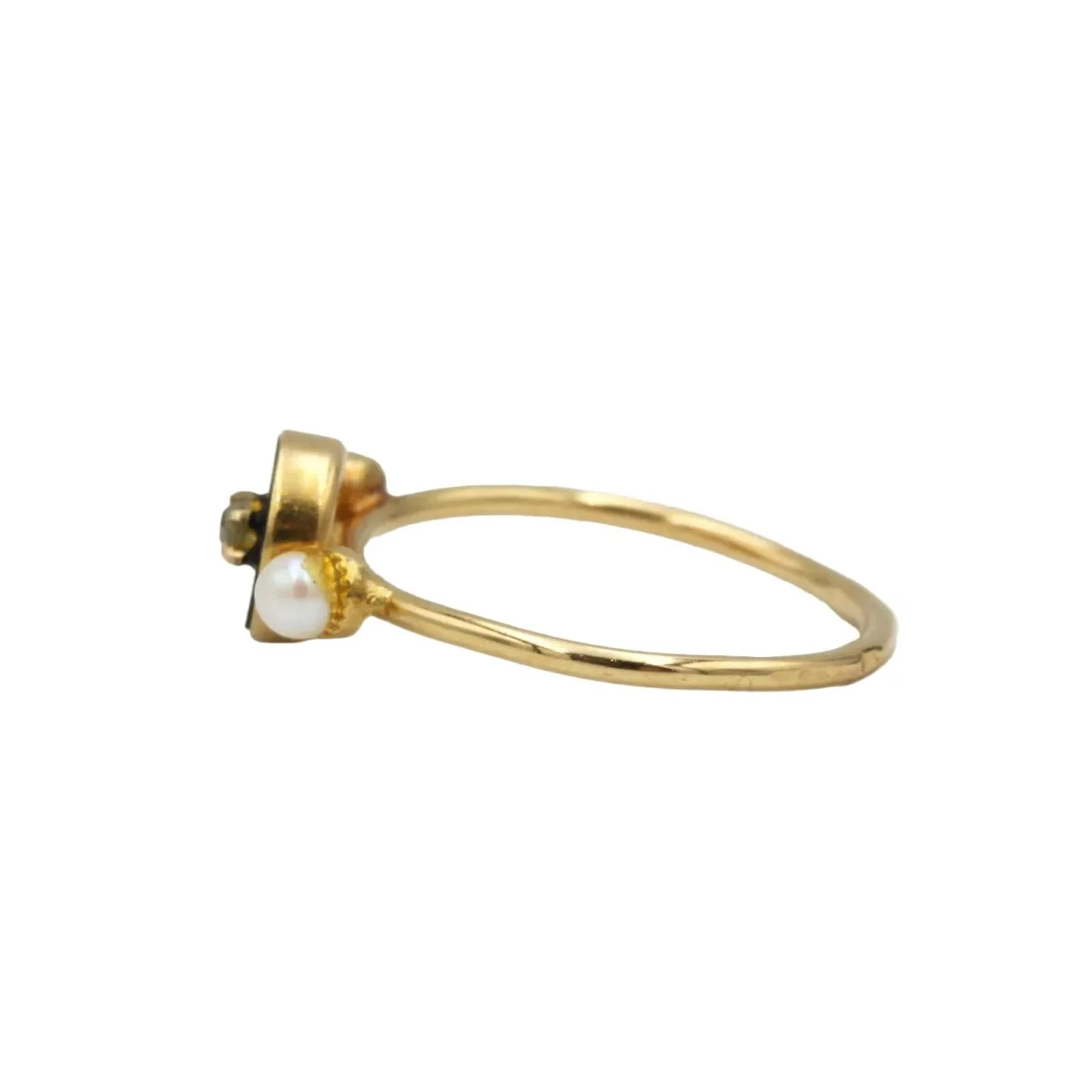 Bague Trilogie en or jaune, onyx, perles et diamant - Image 2