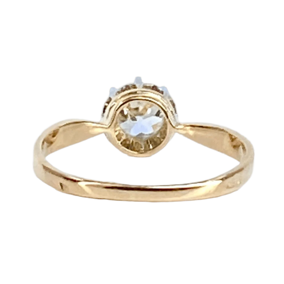 Bague en or jaune, platine et diamant - Image 4