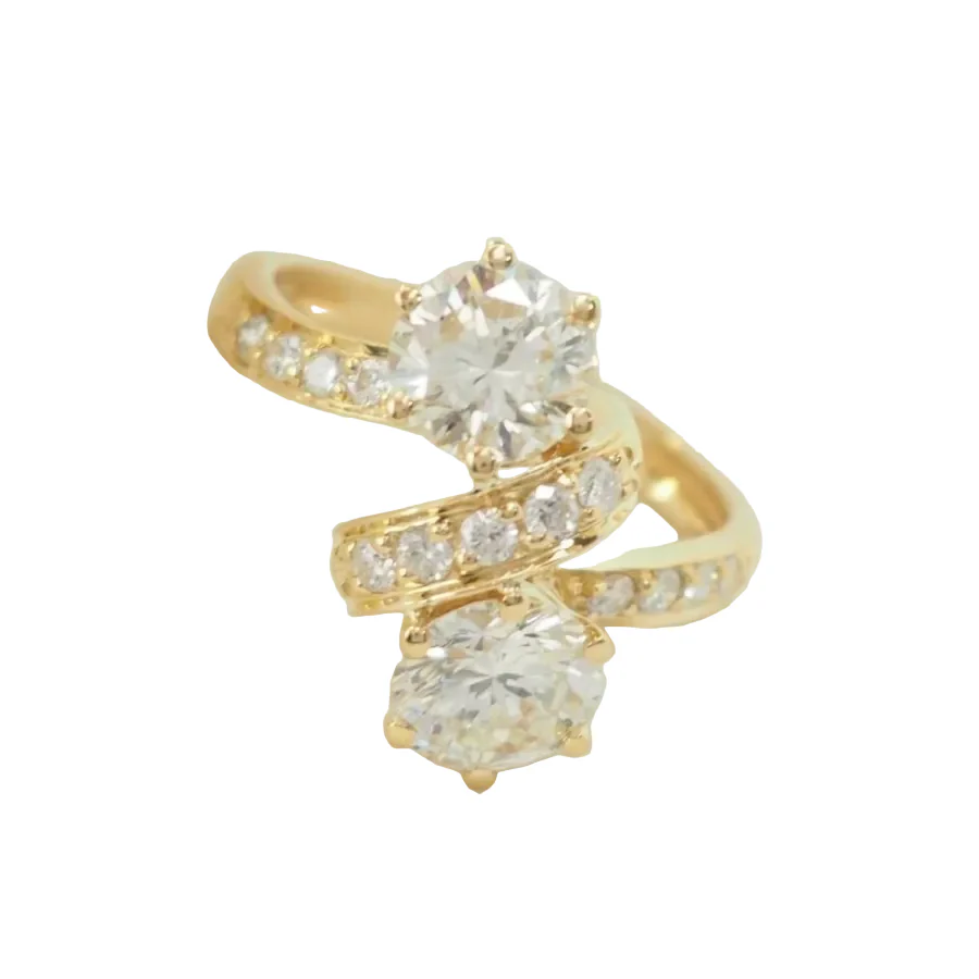 Bague Toi et Moi en or jaune et diamants - Image 9