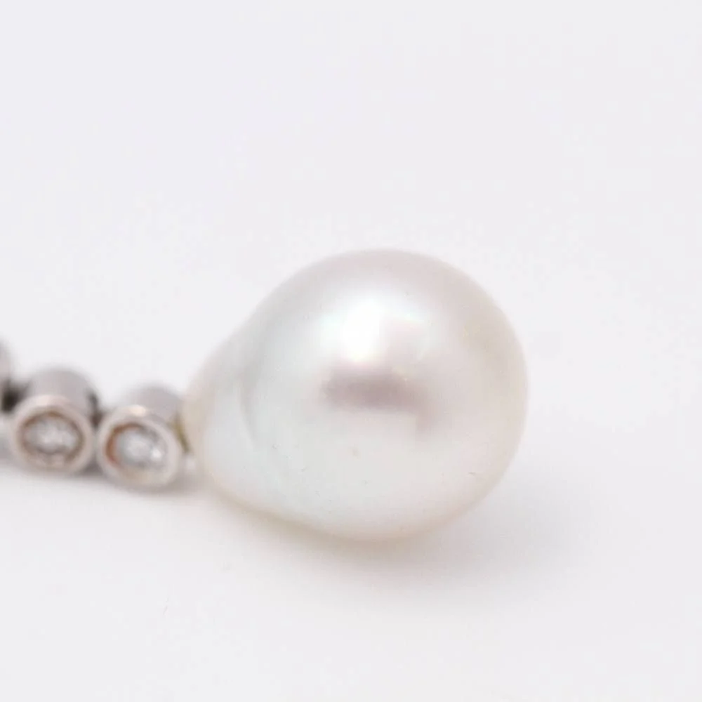 Boucles d'oreilles Pendantes en or, perles et diamants - Image 3