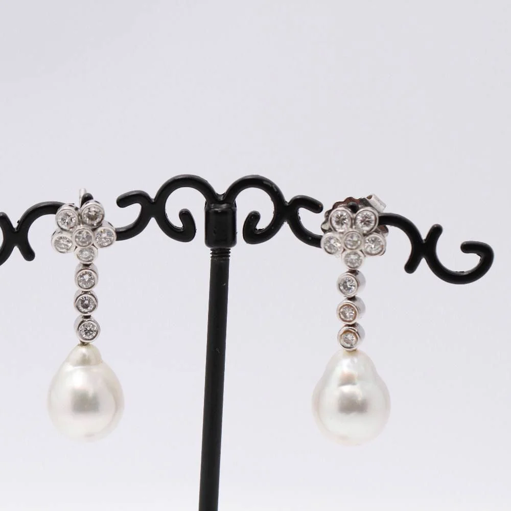 Boucles d'oreilles Pendantes en or, perles et diamants - Image 6