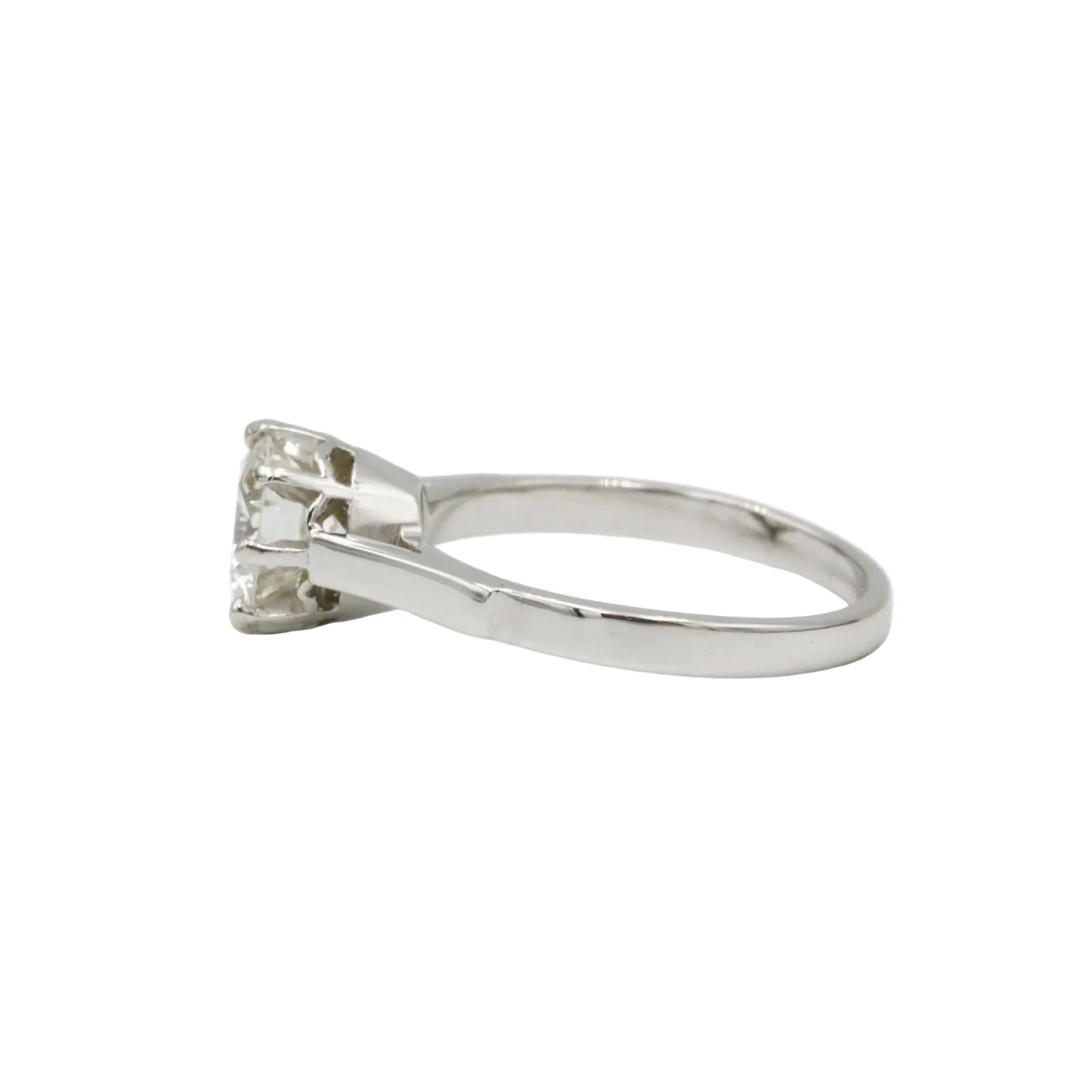 Bague Solitaire en or blanc, platine et diamant - Image 3