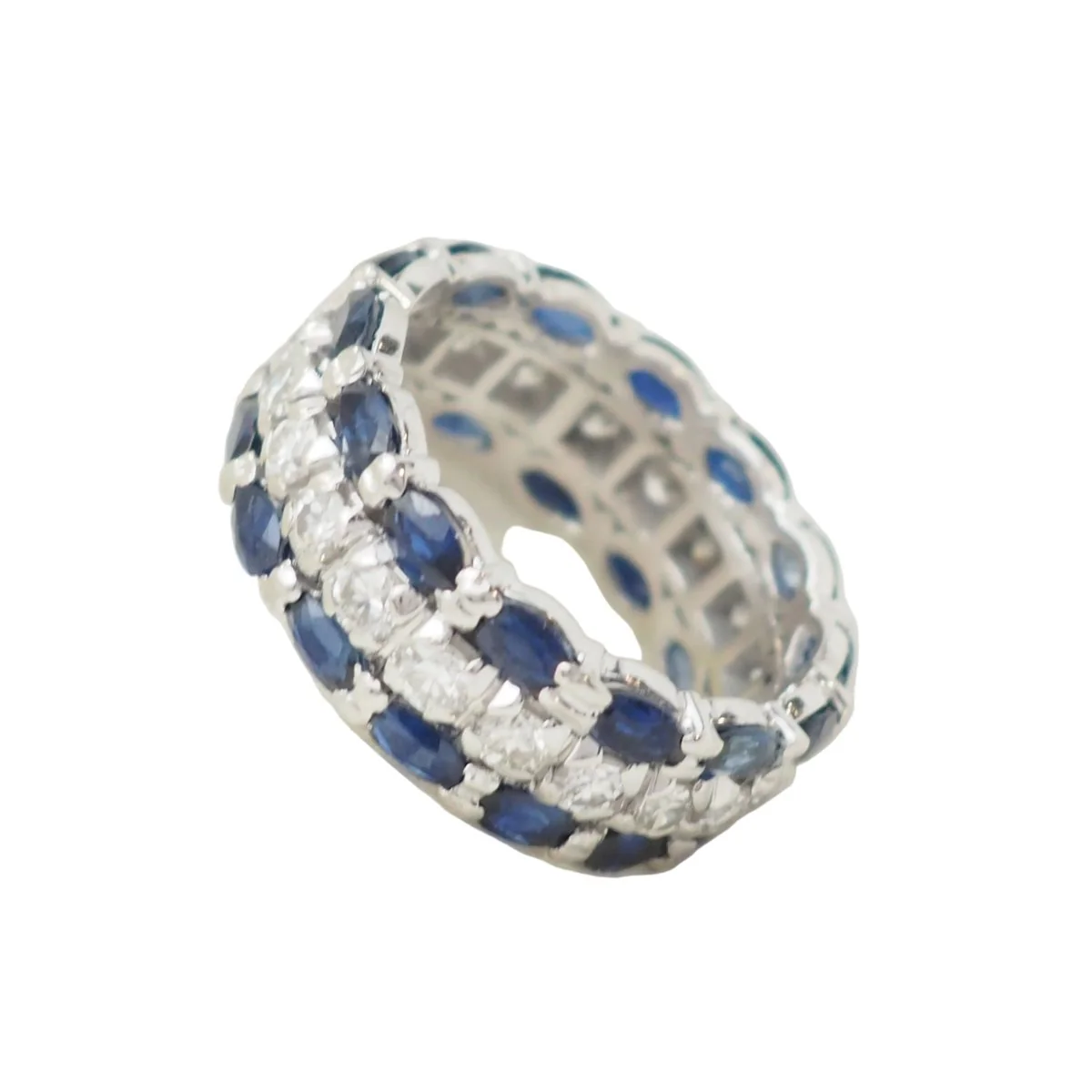 Bague Alliance en or blanc, saphirs et diamants - Image 2