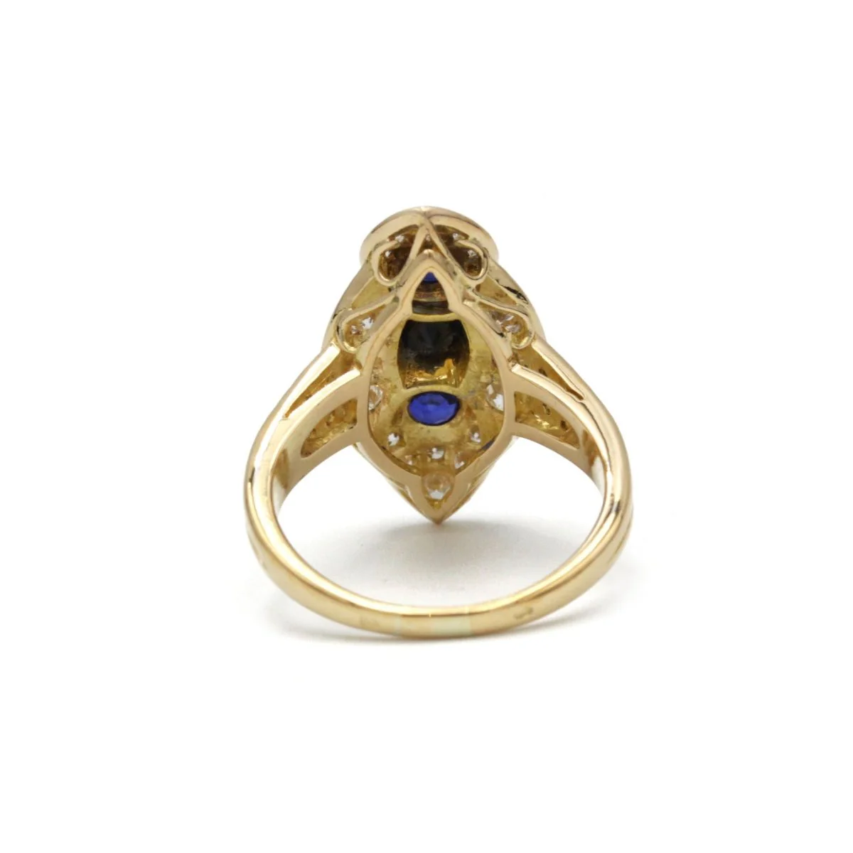 Bague Trilogie en or jaune, saphirs et diamants - Image 3