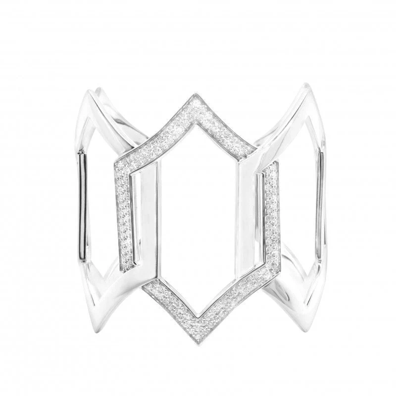 Bracelet Manchette MESSIKA "Arlequin" en or blanc et diamants