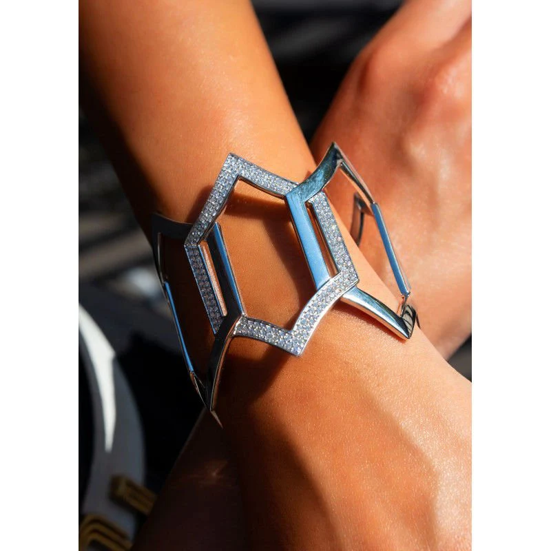 Bracelet Manchette MESSIKA "Arlequin" en or blanc et diamants - Image 2