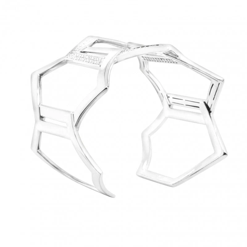 Bracelet Manchette MESSIKA "Arlequin" en or blanc et diamants - Image 3