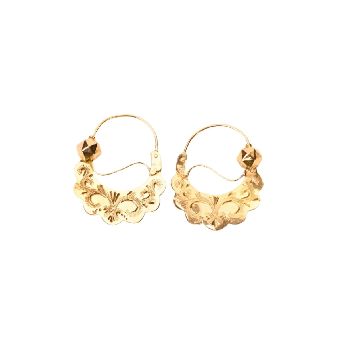 Boucles d'oreilles créoles savoyardes trois ors - Image 4