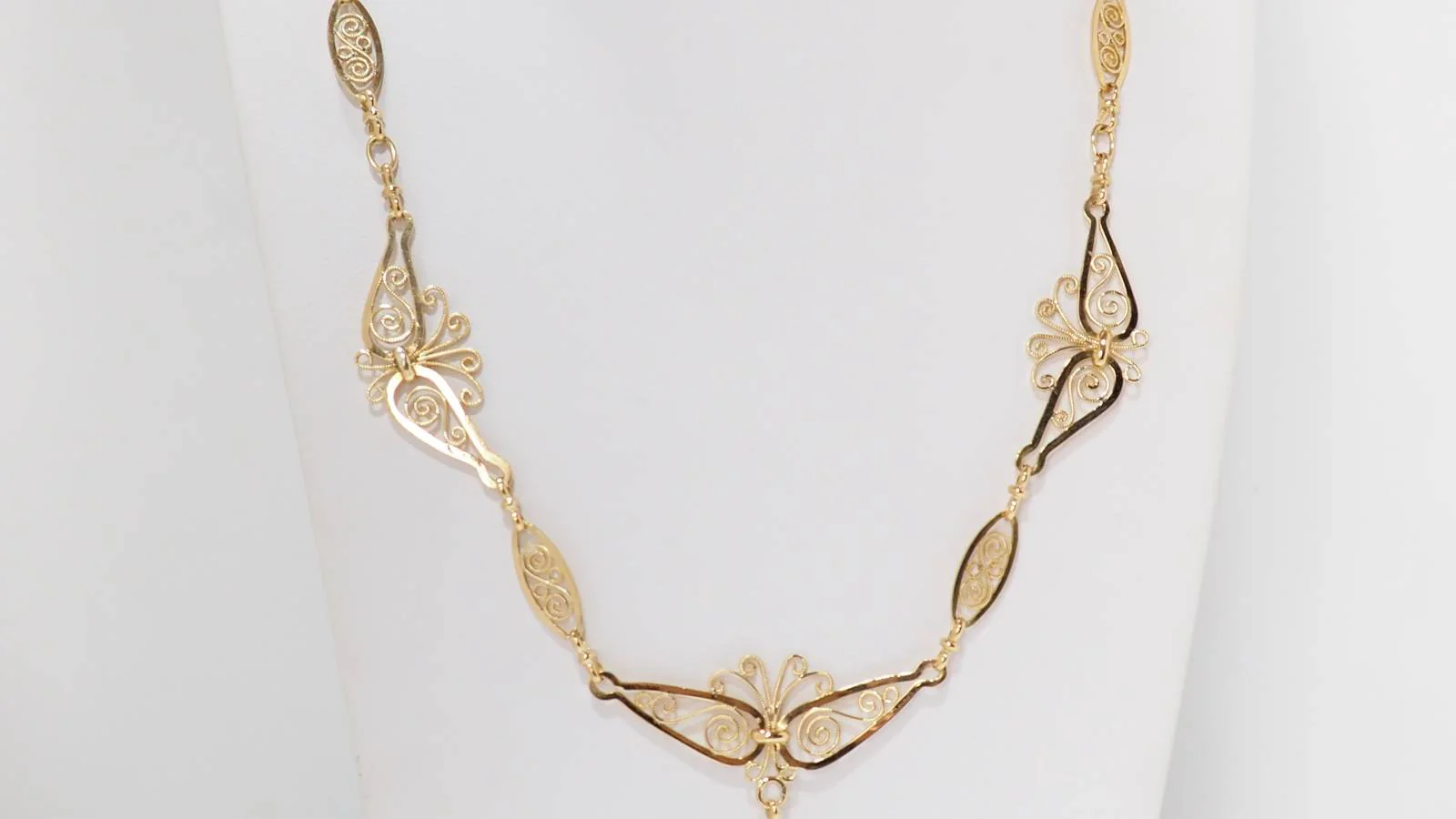 Collier draperie ancien en or jaune - Image 4