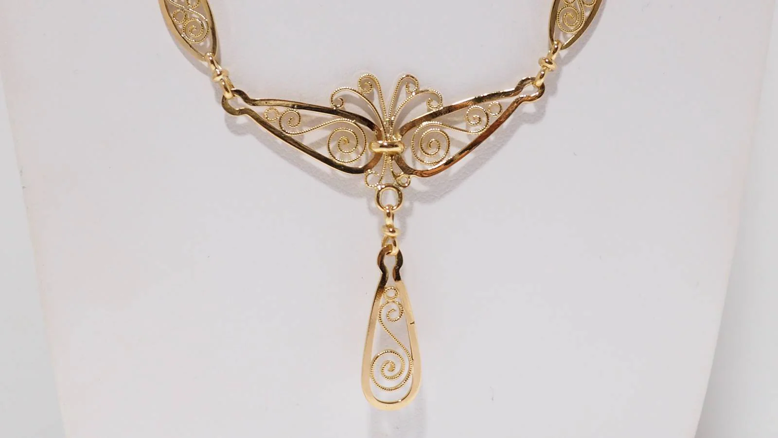 Collier draperie ancien en or jaune - Image 5