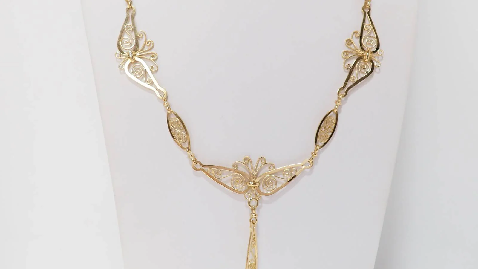 Collier draperie ancien en or jaune - Image 6