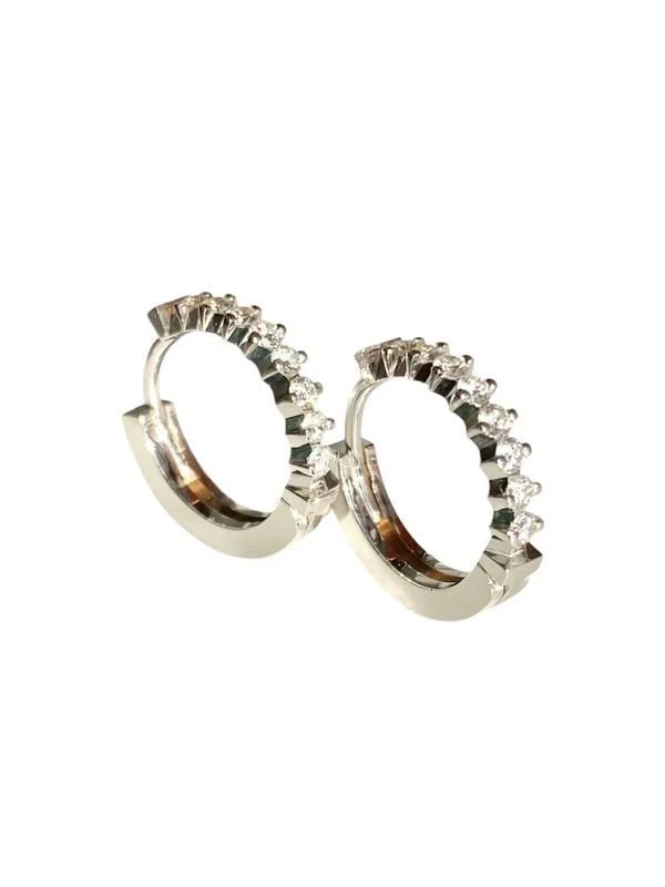 Boucles d’oreilles Créoles en or blanc et diamants - Image 3