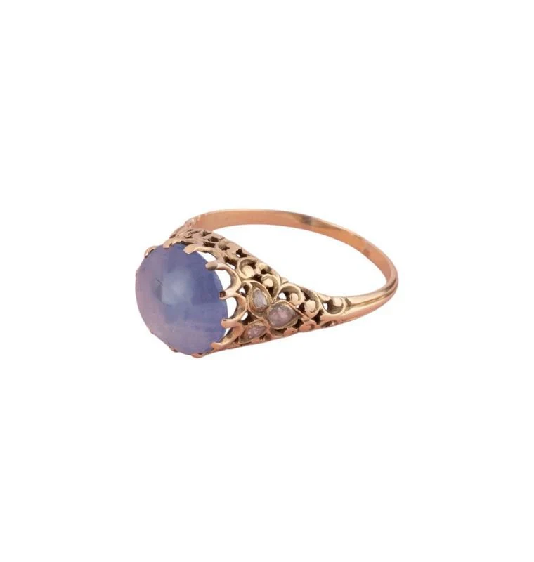 Bague ancienne en or jaune 14k et saphir - Image 3