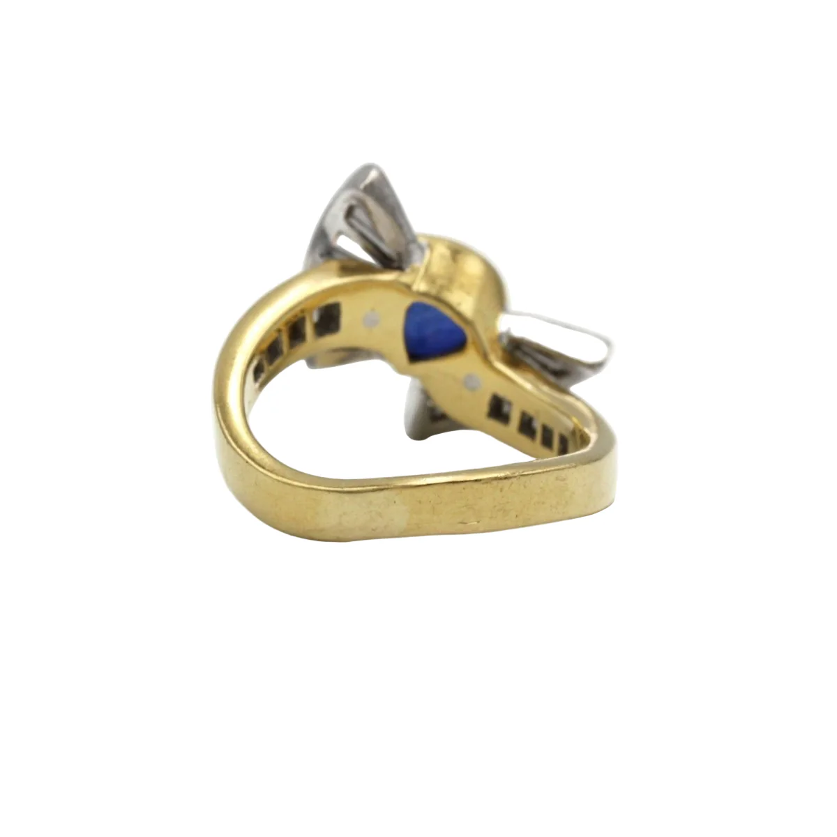 Bague en or jaune, platine, saphir, et diamants - Image 4