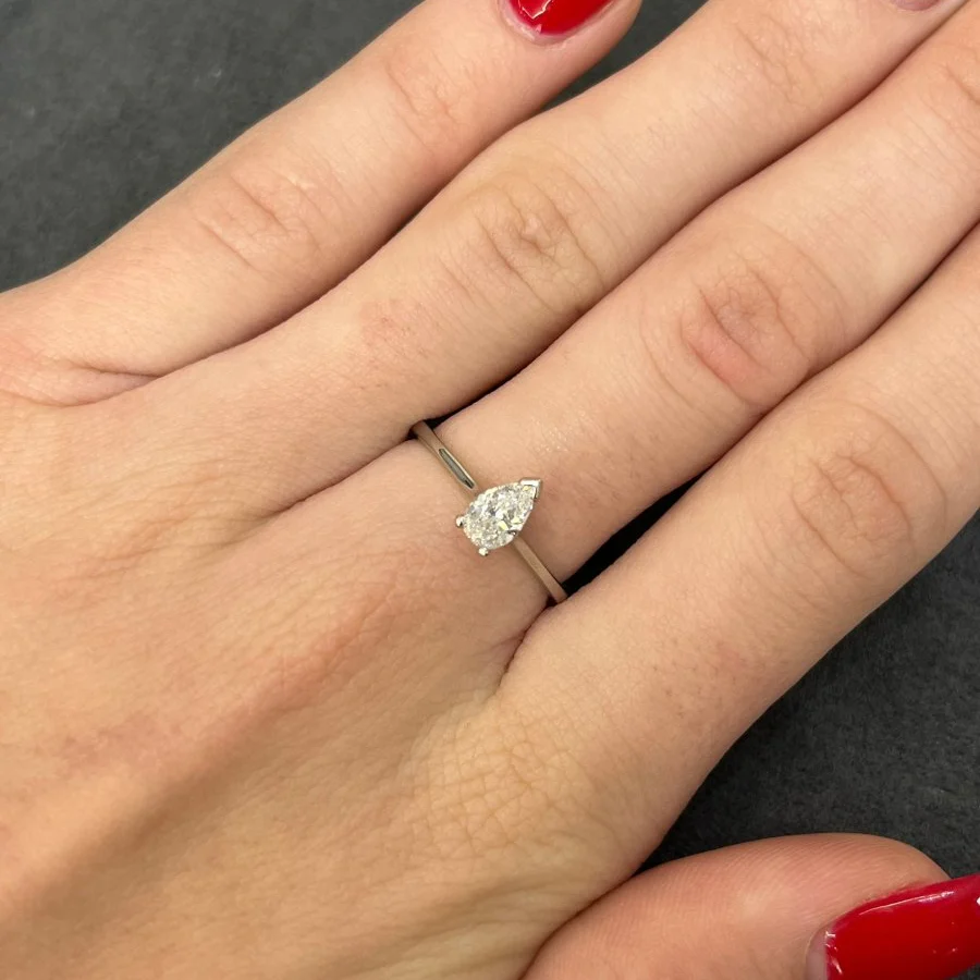 Bague solitaire platine diamant 0,45 ct - Image 2