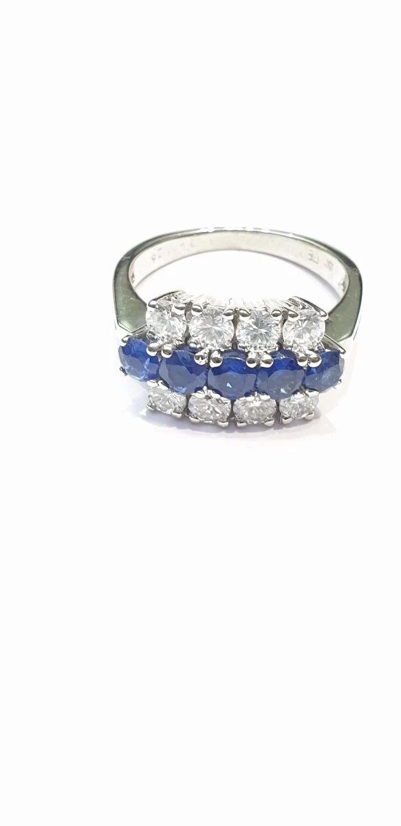Bague jarretière saphirs diamants