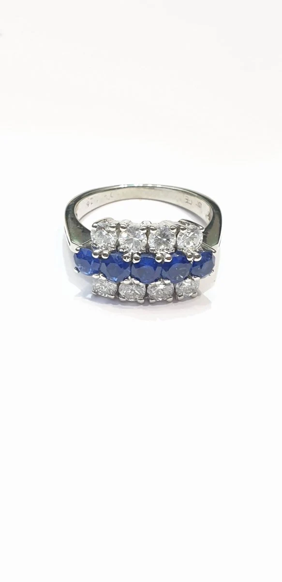 Bague jarretière saphirs diamants - Image 2