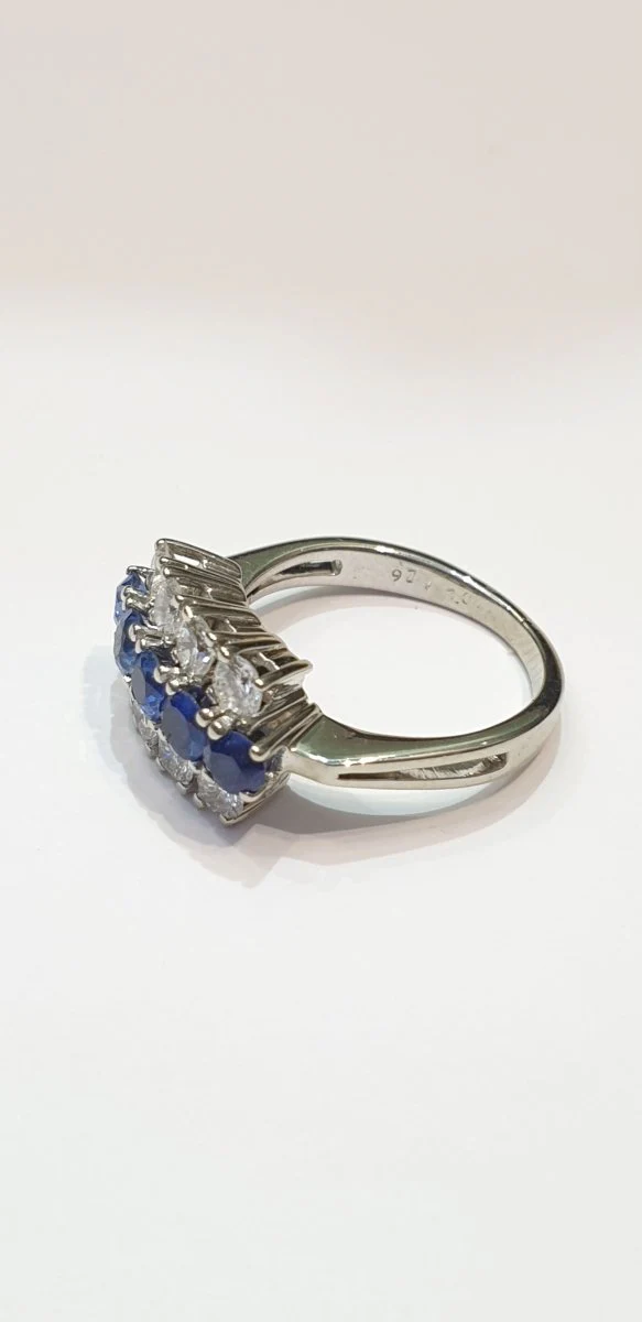 Bague jarretière saphirs diamants - Image 4