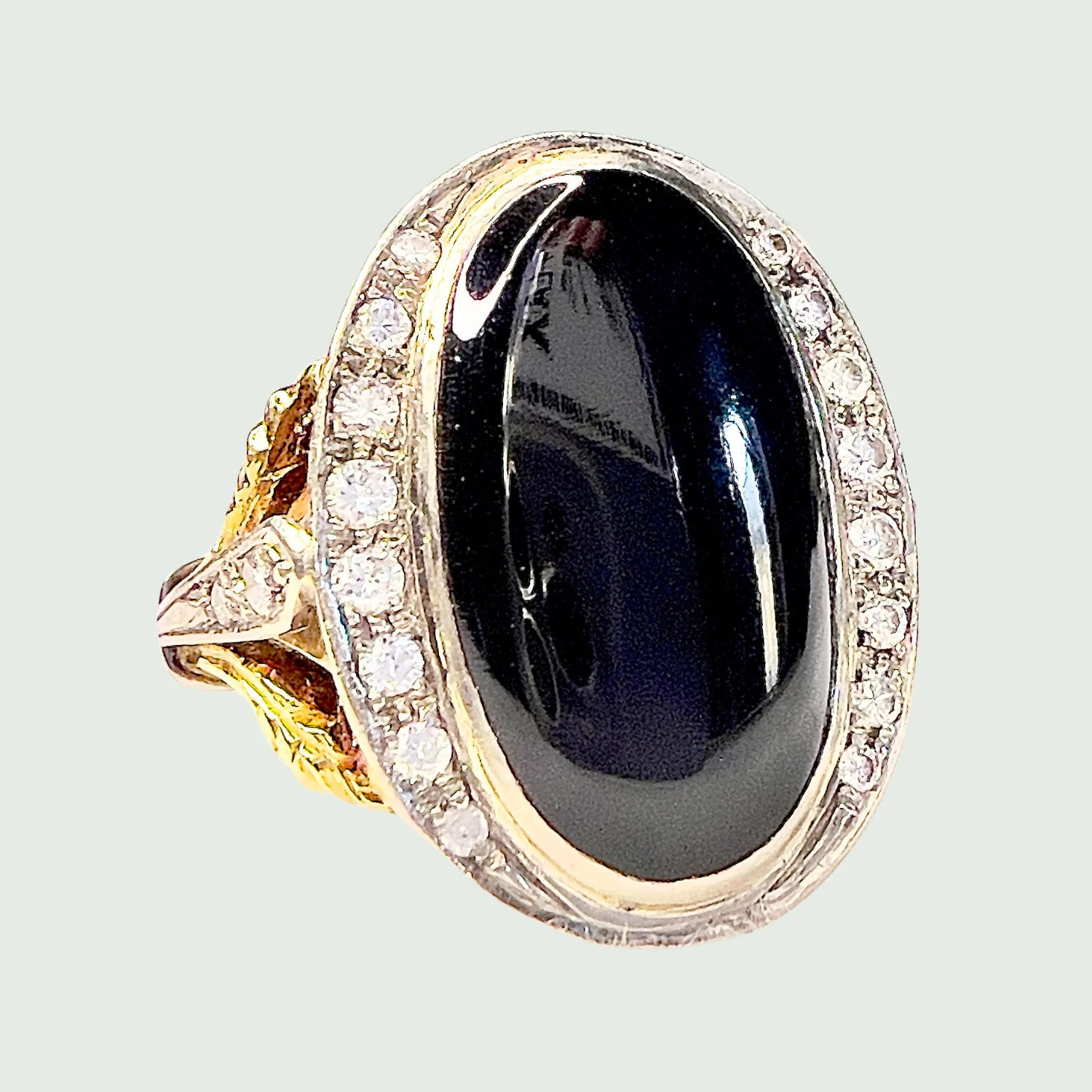 SORTIJA ART DECO ÉPOCA 1930-35 DE DIAMANTES Y ONIX