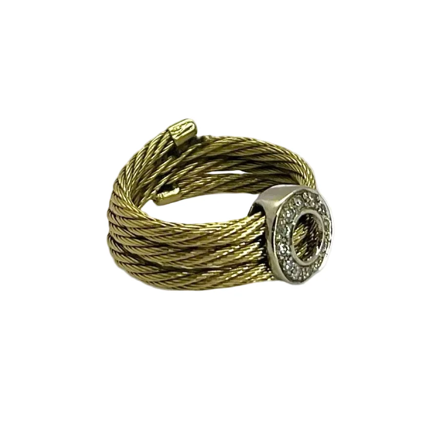Bague Bandeau en or jaune et diamants - Image 5