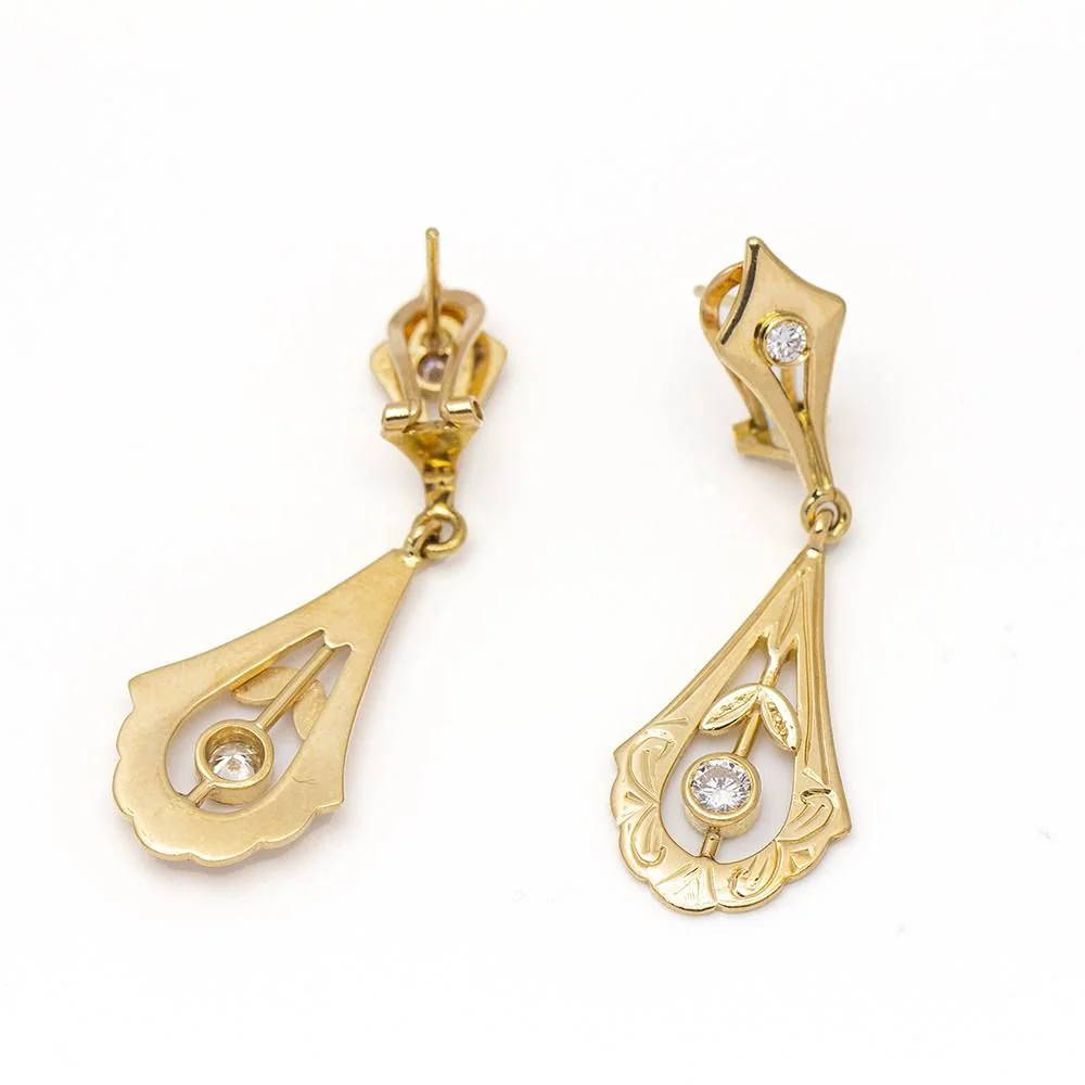 Boucles d'oreilles de style vintage en or jaune. Deuxième main - Image 4