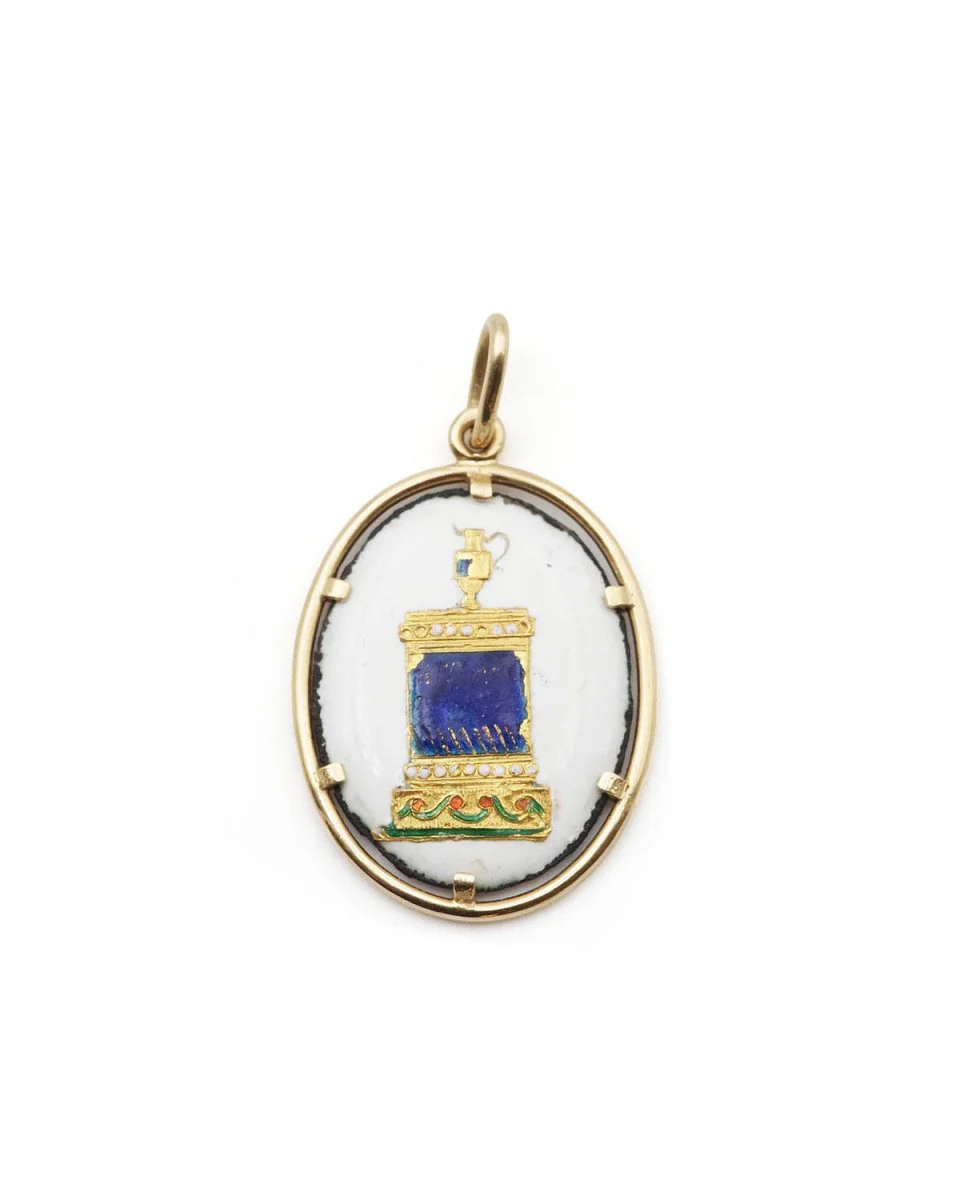 Pendentif souvenir "À l’amitié" en émail et or