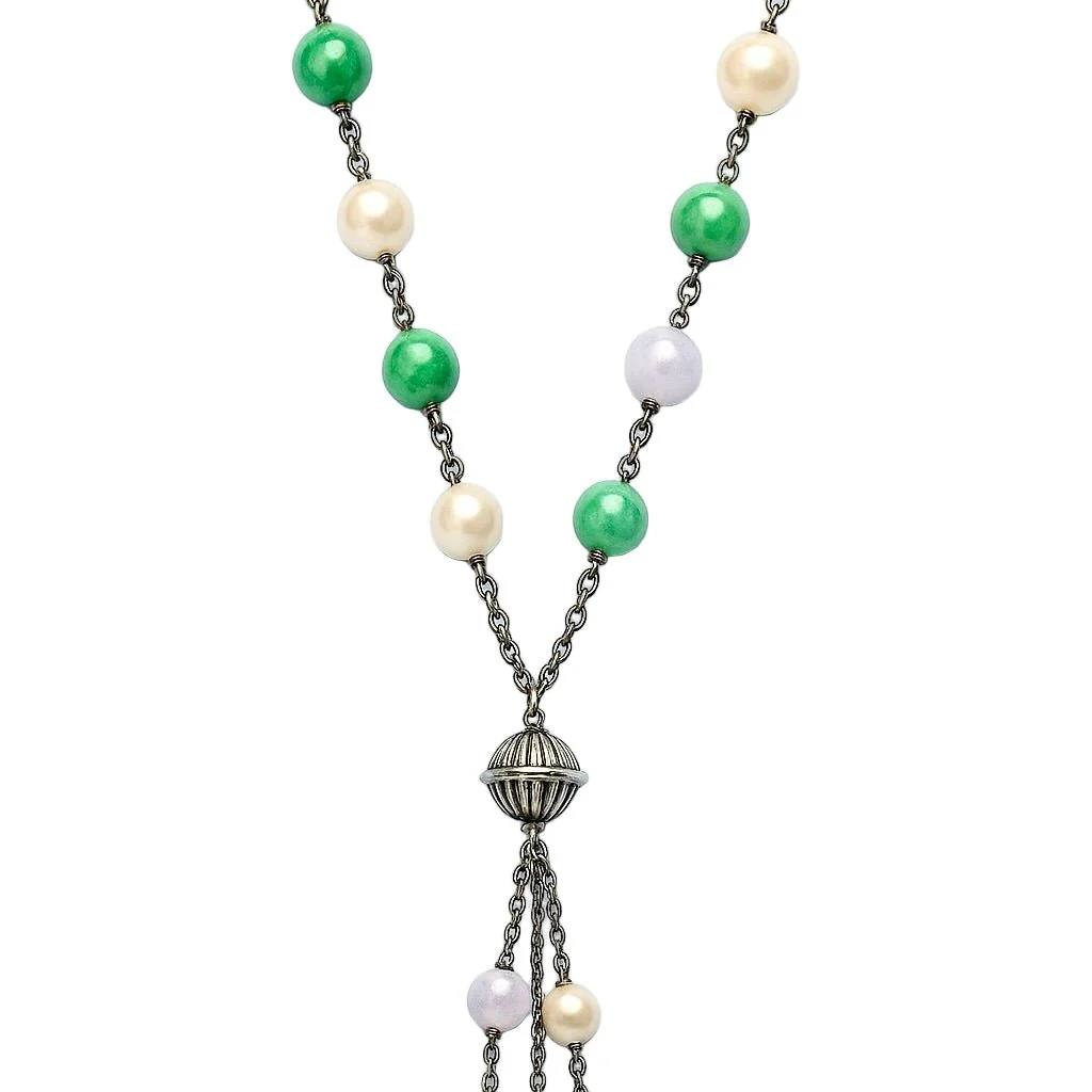 collier sautoir" marseillais" en or blanc vintage