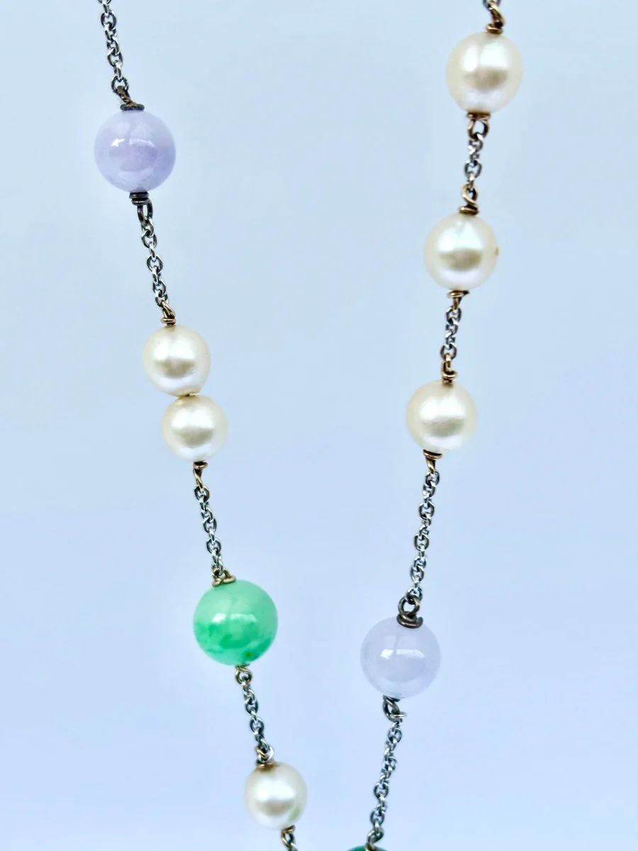 collier sautoir" marseillais" en or blanc vintage - Image 6