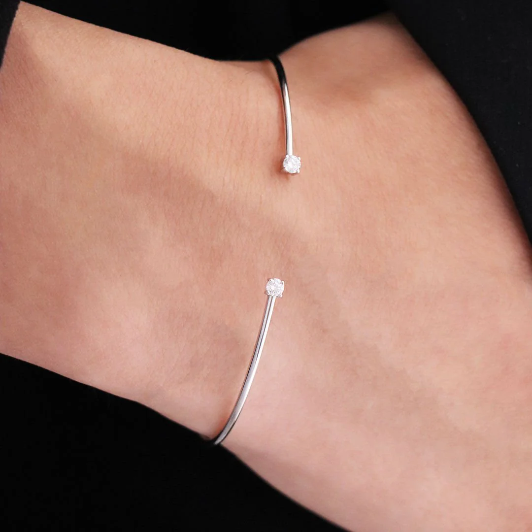 Bracelet Jonc en or blanc et diamant - Image 2