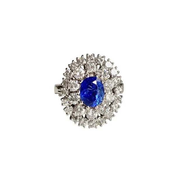 Bague Marguerite en or blanc, saphir et diamants