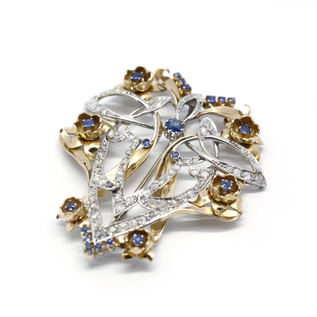 Broche - Or, Saphirs et Diamants - Image 2