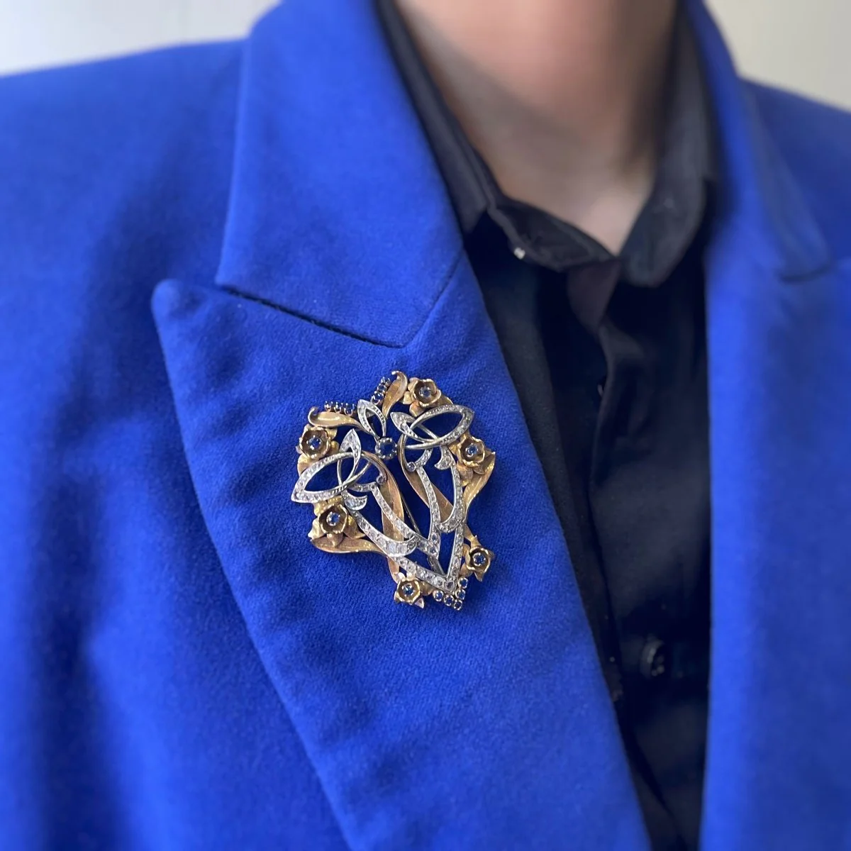 Broche - Or, Saphirs et Diamants - Image 4