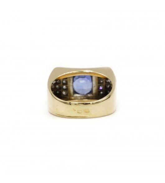 Bague Tank en or jaune, platine saphir et diamants - Image 3