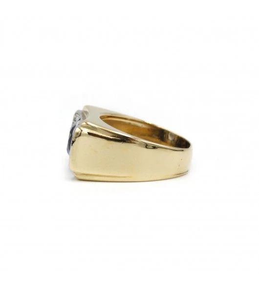 Bague Tank en or jaune, platine saphir et diamants - Image 4