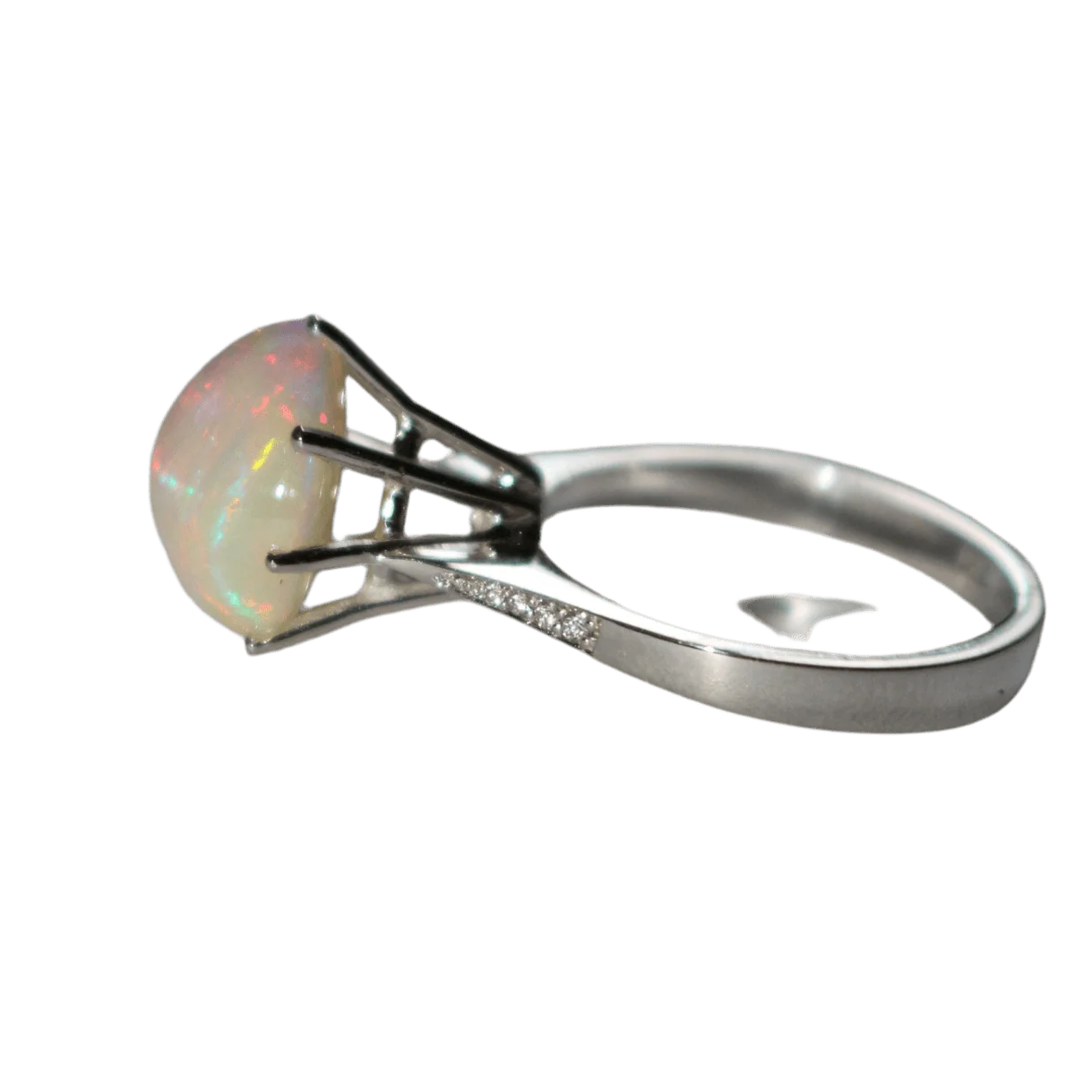 Bague en or blanc, opale et diamants - Image 2