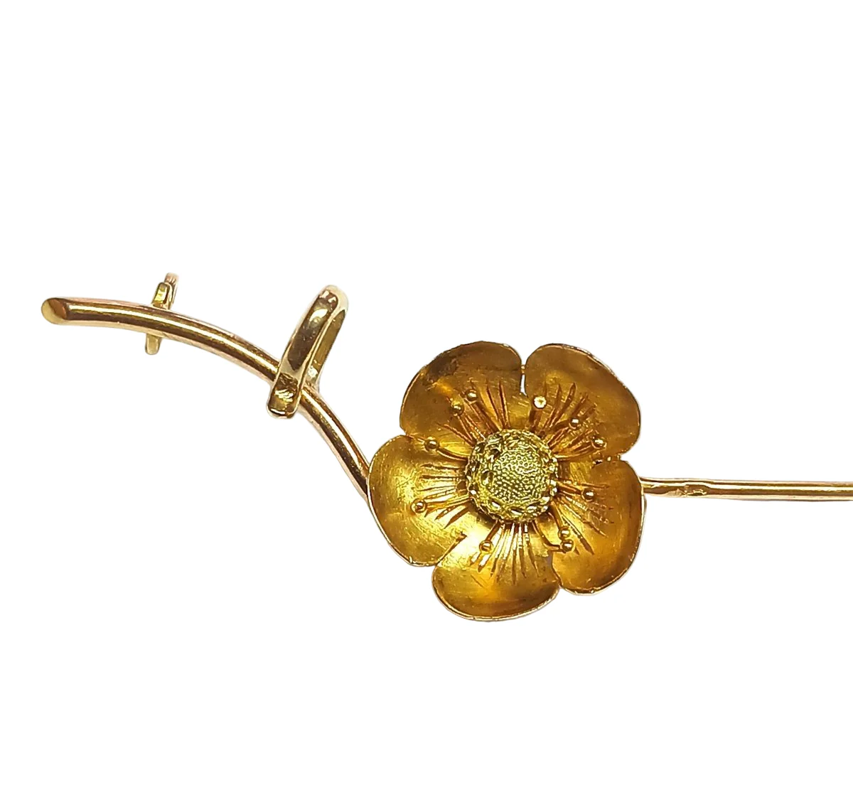 Broche PAUL DUCELLIER Fleur de cerisier en or jaune - Image 2