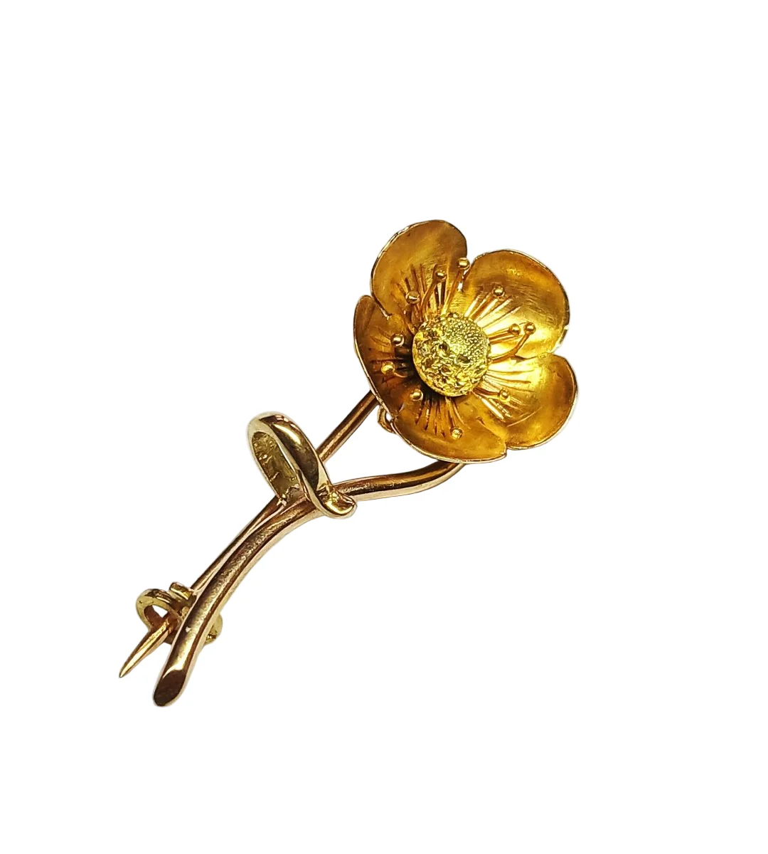 Broche PAUL DUCELLIER Fleur de cerisier en or jaune - Image 4