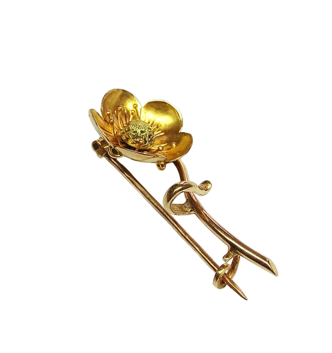 Broche PAUL DUCELLIER Fleur de cerisier en or jaune - Image 5