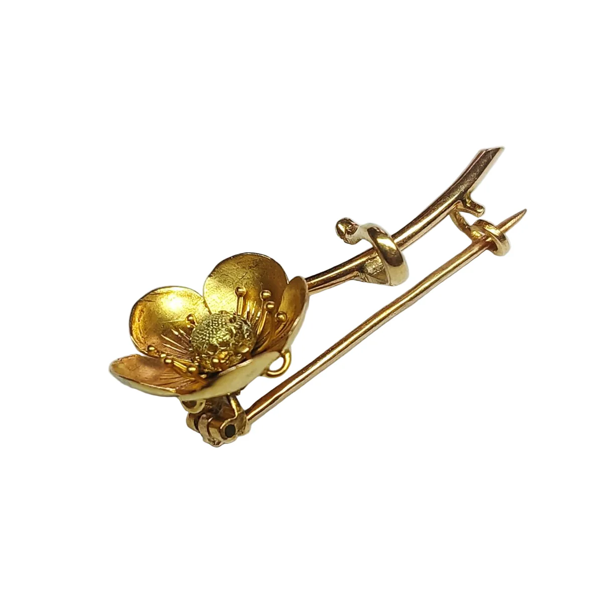 Broche PAUL DUCELLIER Fleur de cerisier en or jaune - Image 6
