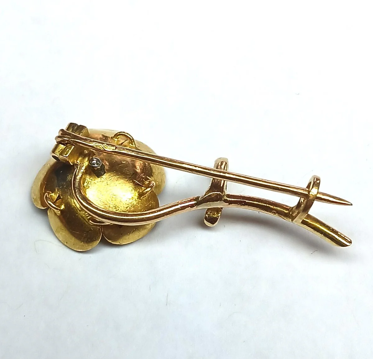 Broche PAUL DUCELLIER Fleur de cerisier en or jaune - Image 7