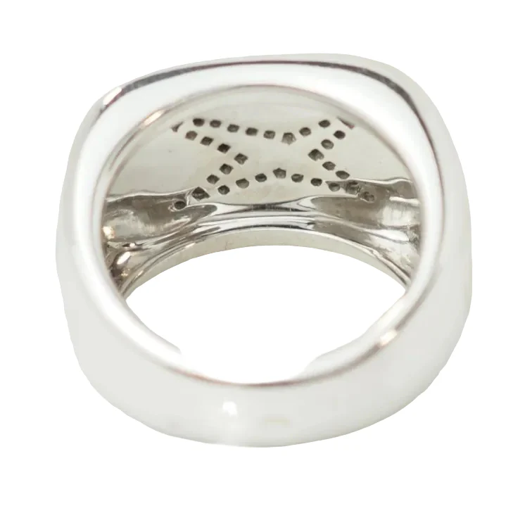Bague Chevalière MAUBOUSSIN "Grande vie" en or blanc, nacre et diamants - Image 5
