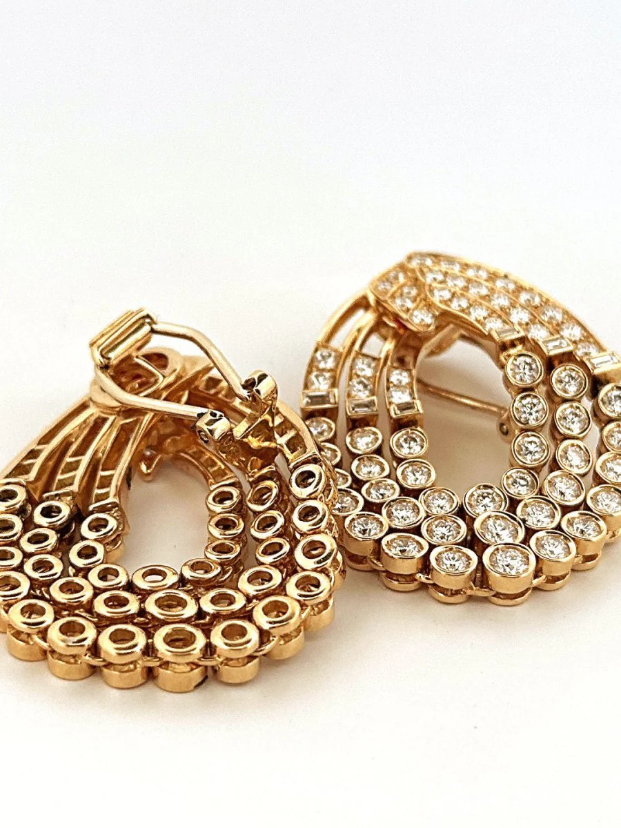 Boucles d'oreilles Pendants en or jaune et diamants - Image 2
